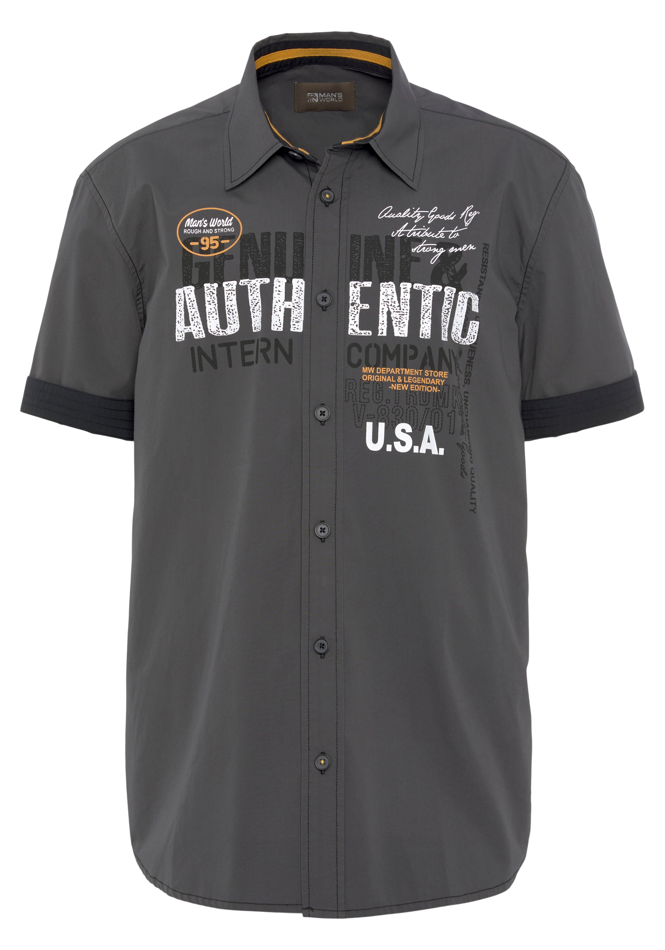 Man's World Slim Fit Hemd in Grau: Vorderseite