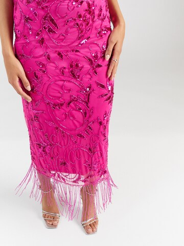 Frock and Frill Evening Dress in Pink