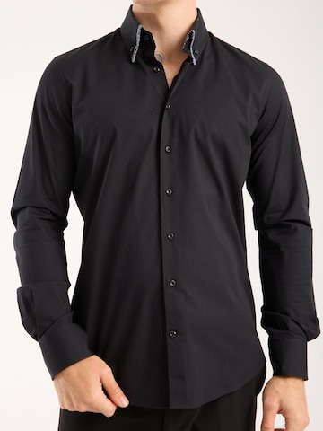 7Camicie Slim fit Zakelijk overhemd in Zwart