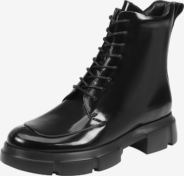Ekonika Lace-Up Ankle Boots in Black: front
