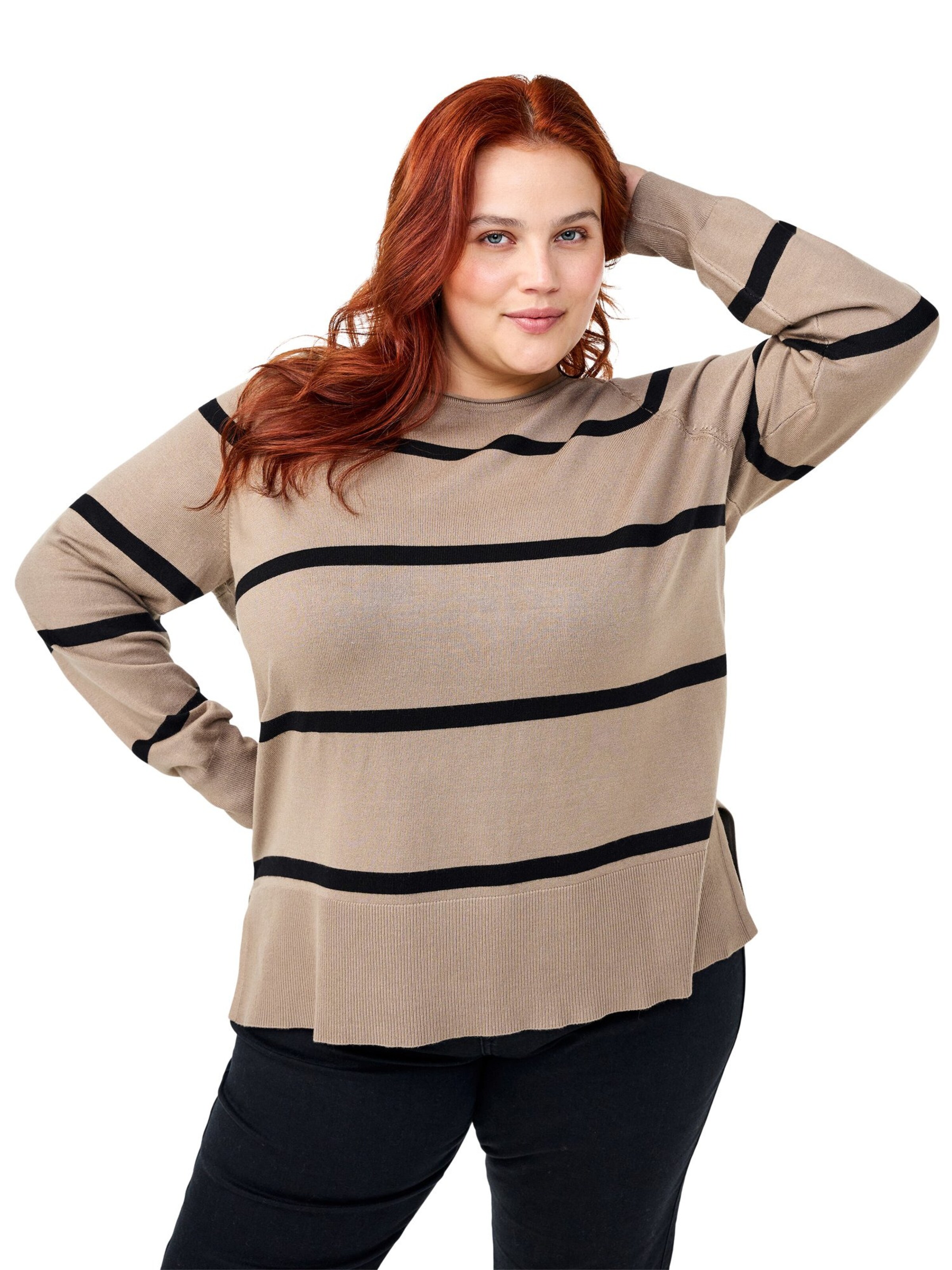 Zizzi Pulover 'CACARRIE ' | bež barva: sprednja stran