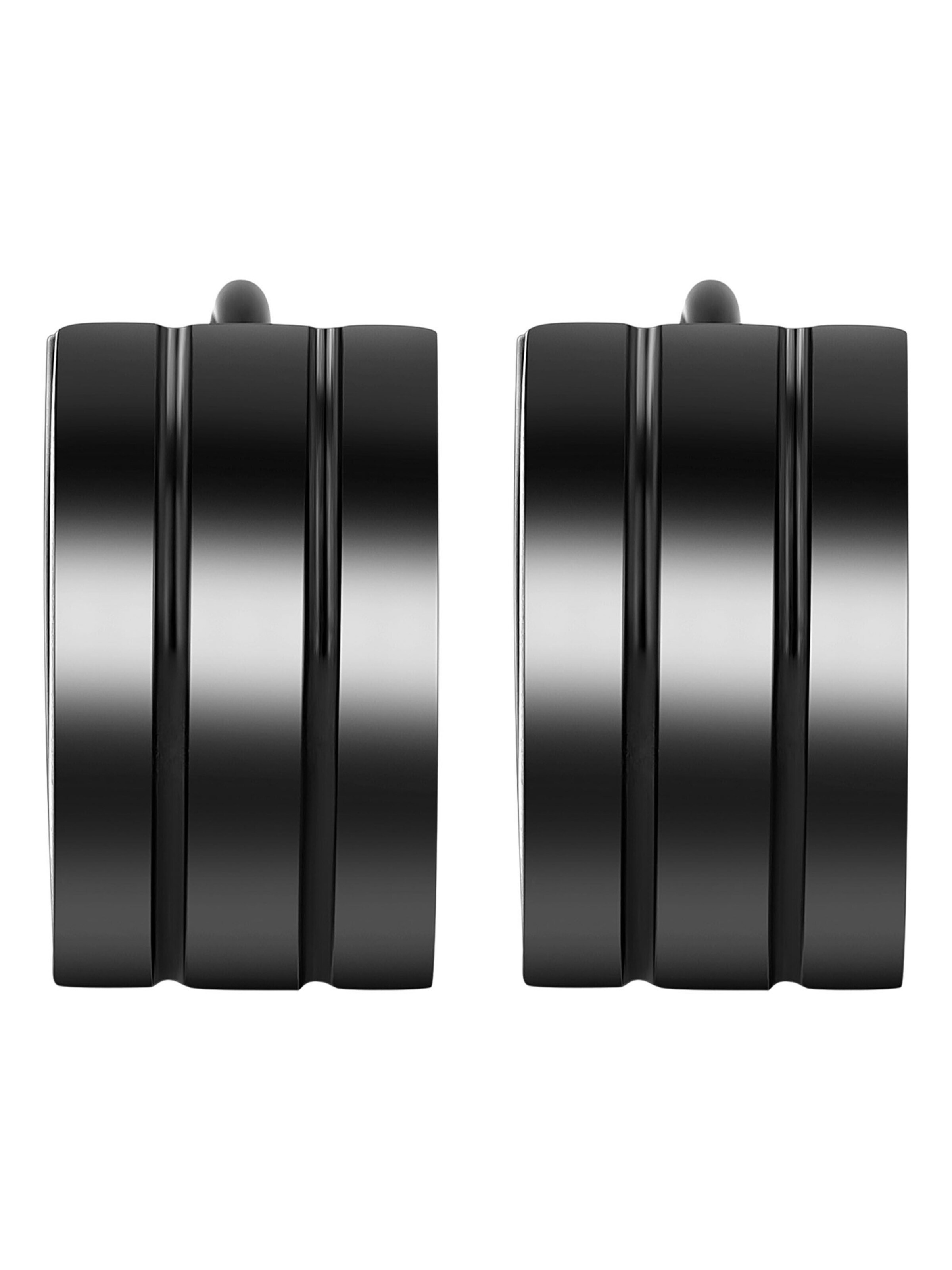 Akzent Earrings 'Edelstahl Schwarz, D: 9 mm, 7 mm breit,  Unisex & Robust' in Black