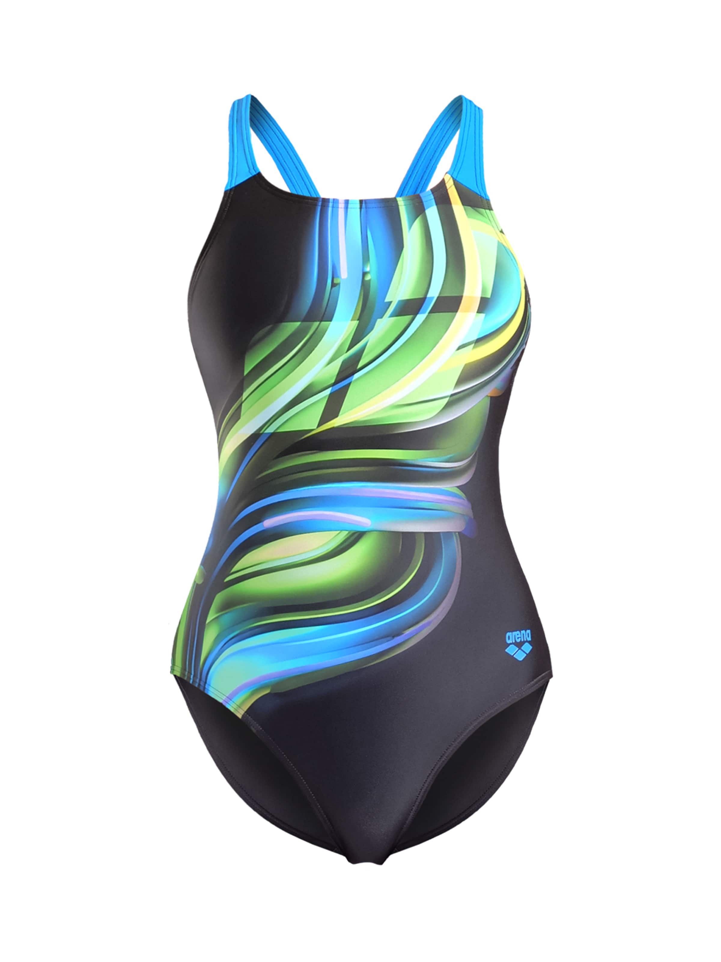 ARENA Korzetová Plavky 'BLOOM' – černá: přední strana