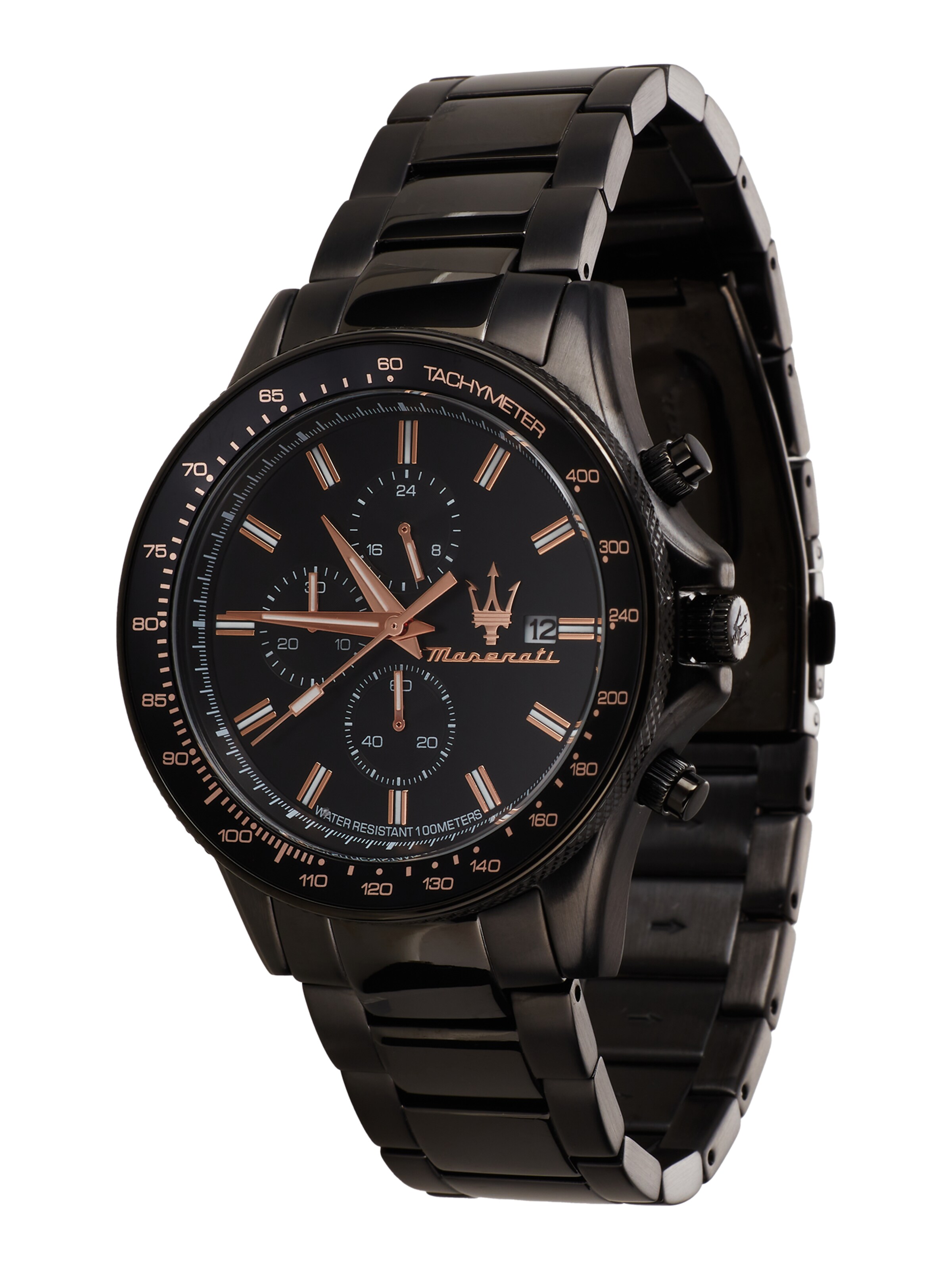 Maserati Uhr 'Sfida' in Schwarz: Vorderseite