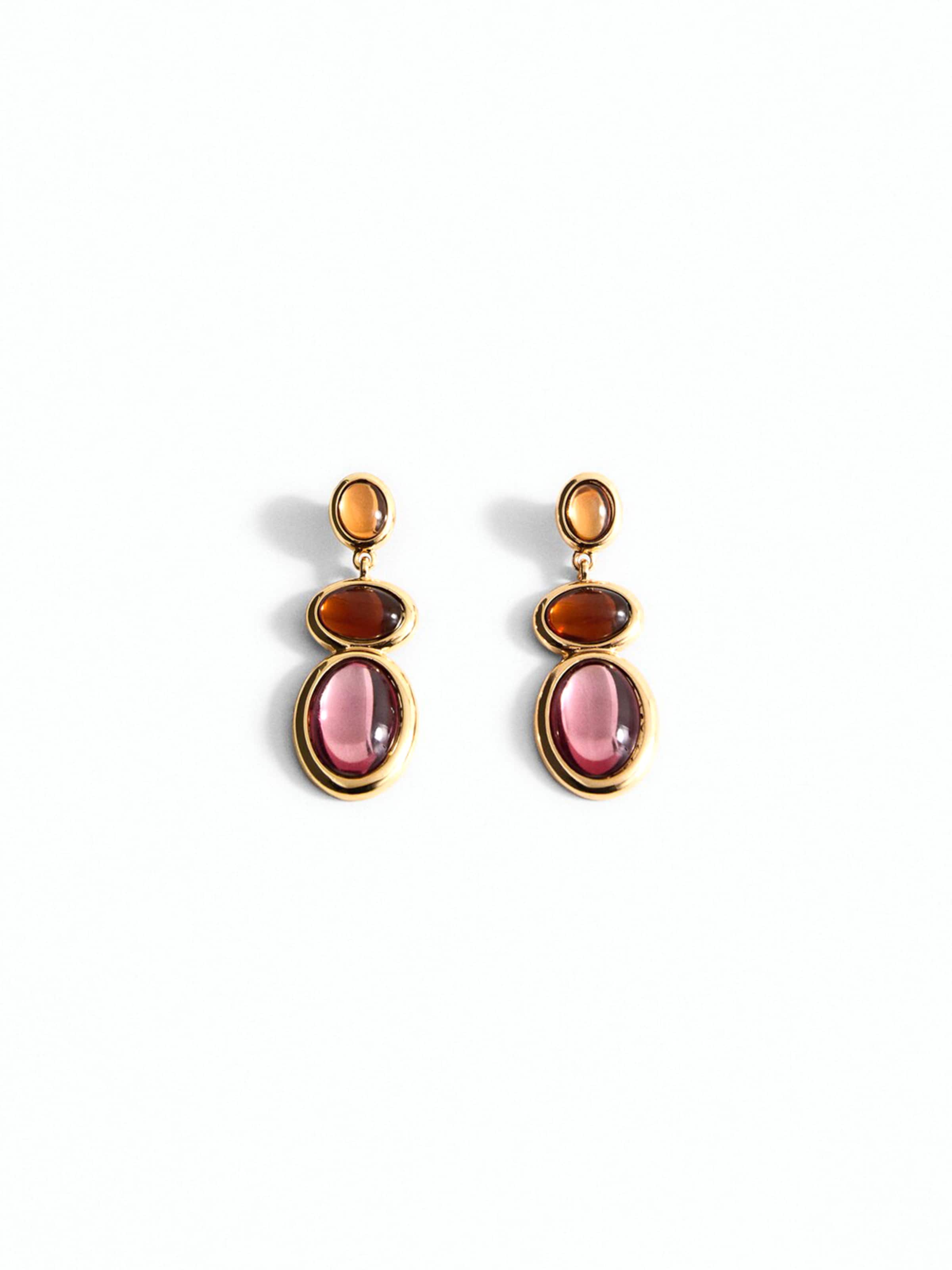 MANGO Oorbellen 'CARINA' in One Size in de kleur Bruin / Goudgeel / Goud / Rosa, Productweergave