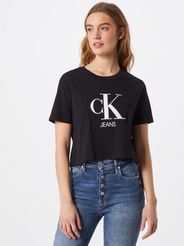 Tricou de la Calvin Klein Jeans pe negru: față