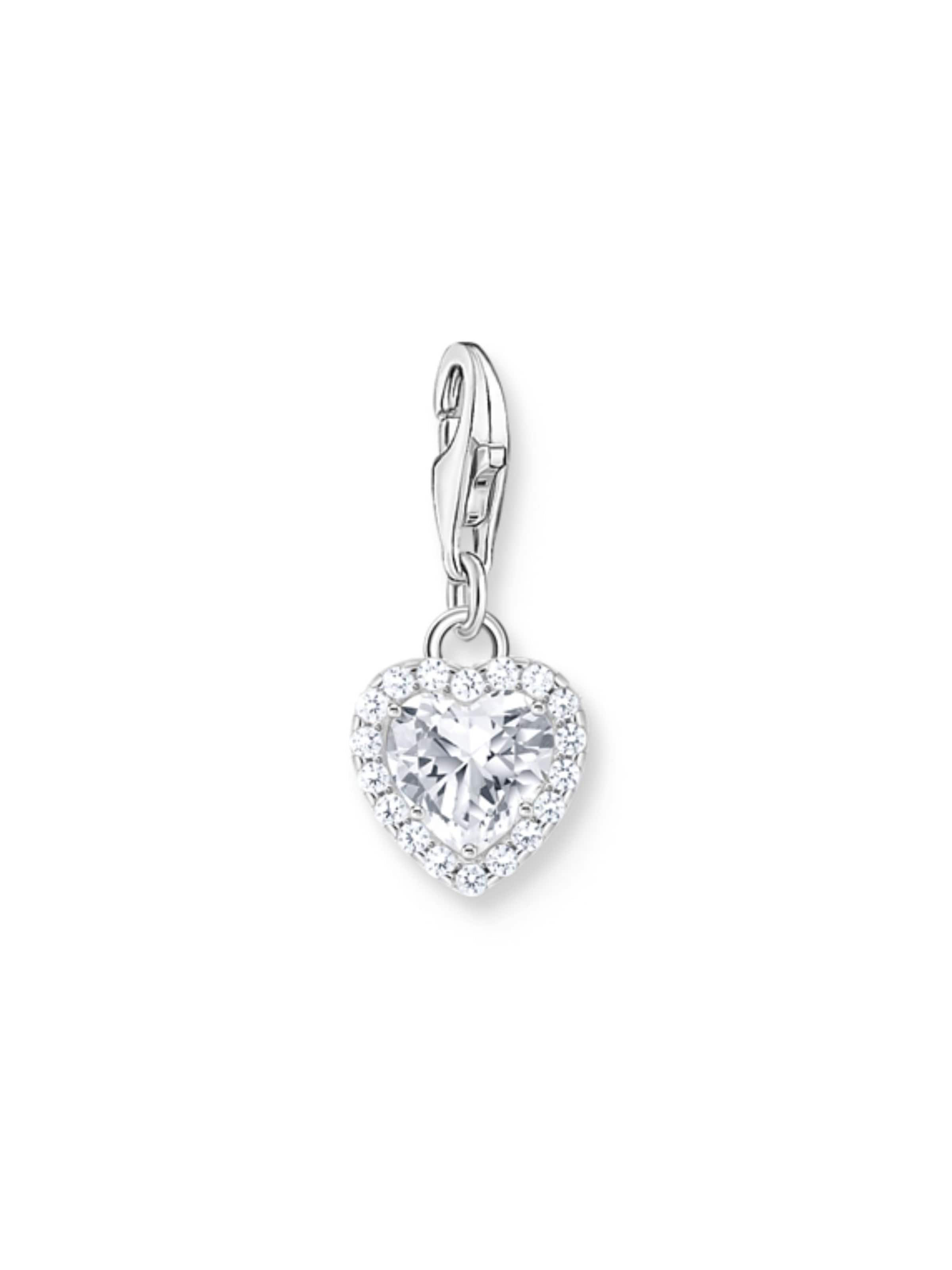 Thomas Sabo Pendant 'Silberner Weißer Herz-Charm-Anhänger' in Silver: front