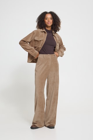 ICHI - Pierna ancha Pantalón 'TAMARY' en marrón