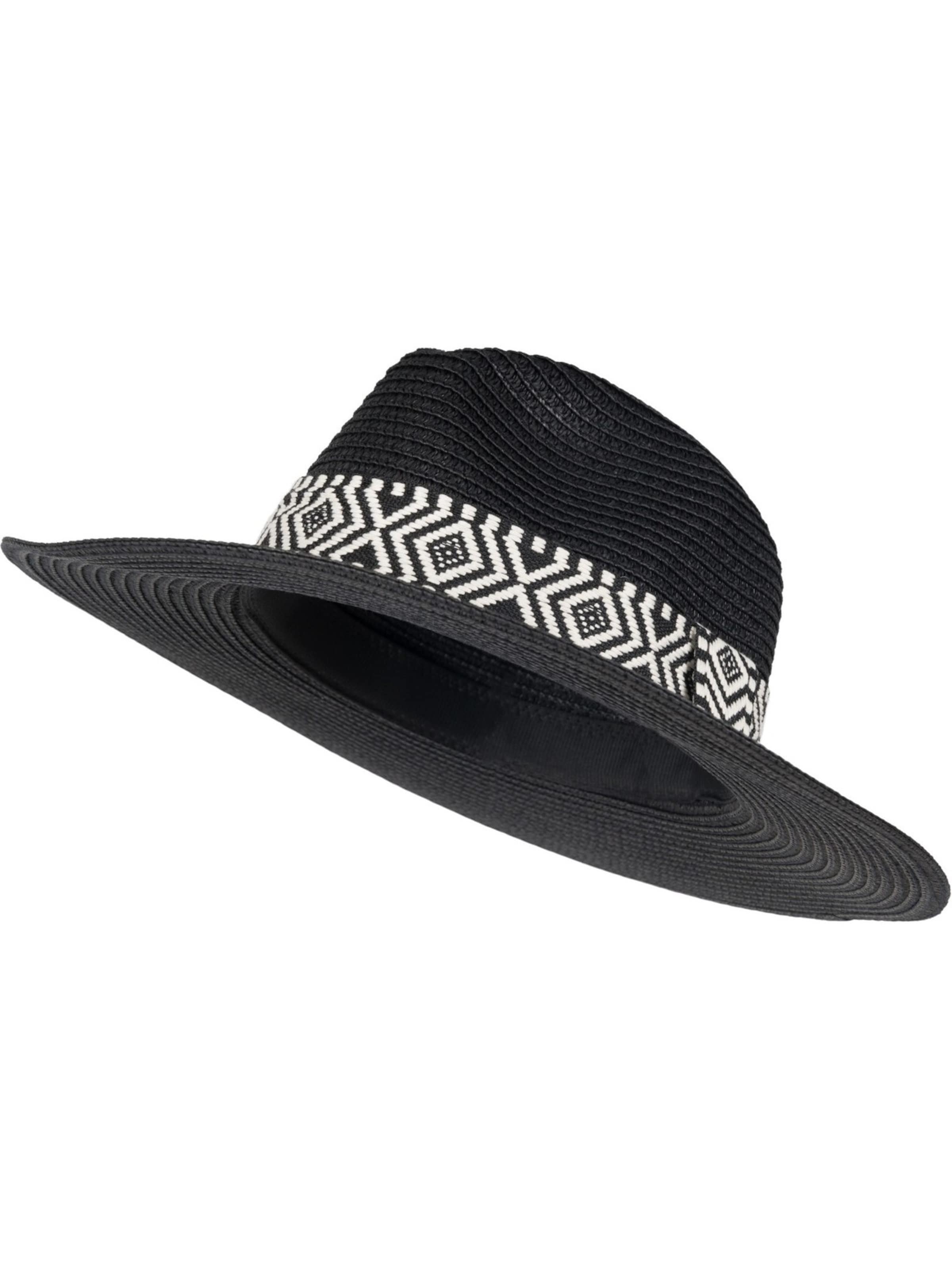 styleBREAKER Hut 'Panama Strohhut Hutband Azteken Muster'‌‌‌‌‌‌‌ in Schwarz: Vorderseite