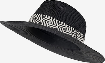 styleBREAKER Hut 'Panama Strohhut Hutband Azteken Muster' in Schwarz: Vorderseite