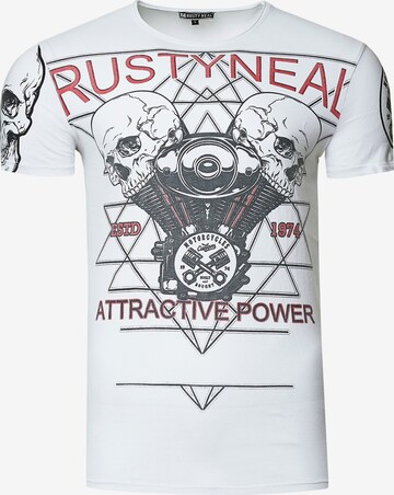Rusty Neal Cooles T-Shirt mit Front-Print in Weiß: predná strana