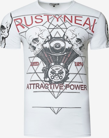 Rusty Neal Cooles T-Shirt mit Front-Print in Weiß: predná strana