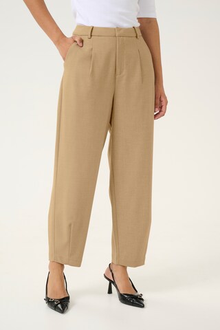 Kaffe Tapered Bandplooibroek 'Merle' in Beige: voorkant