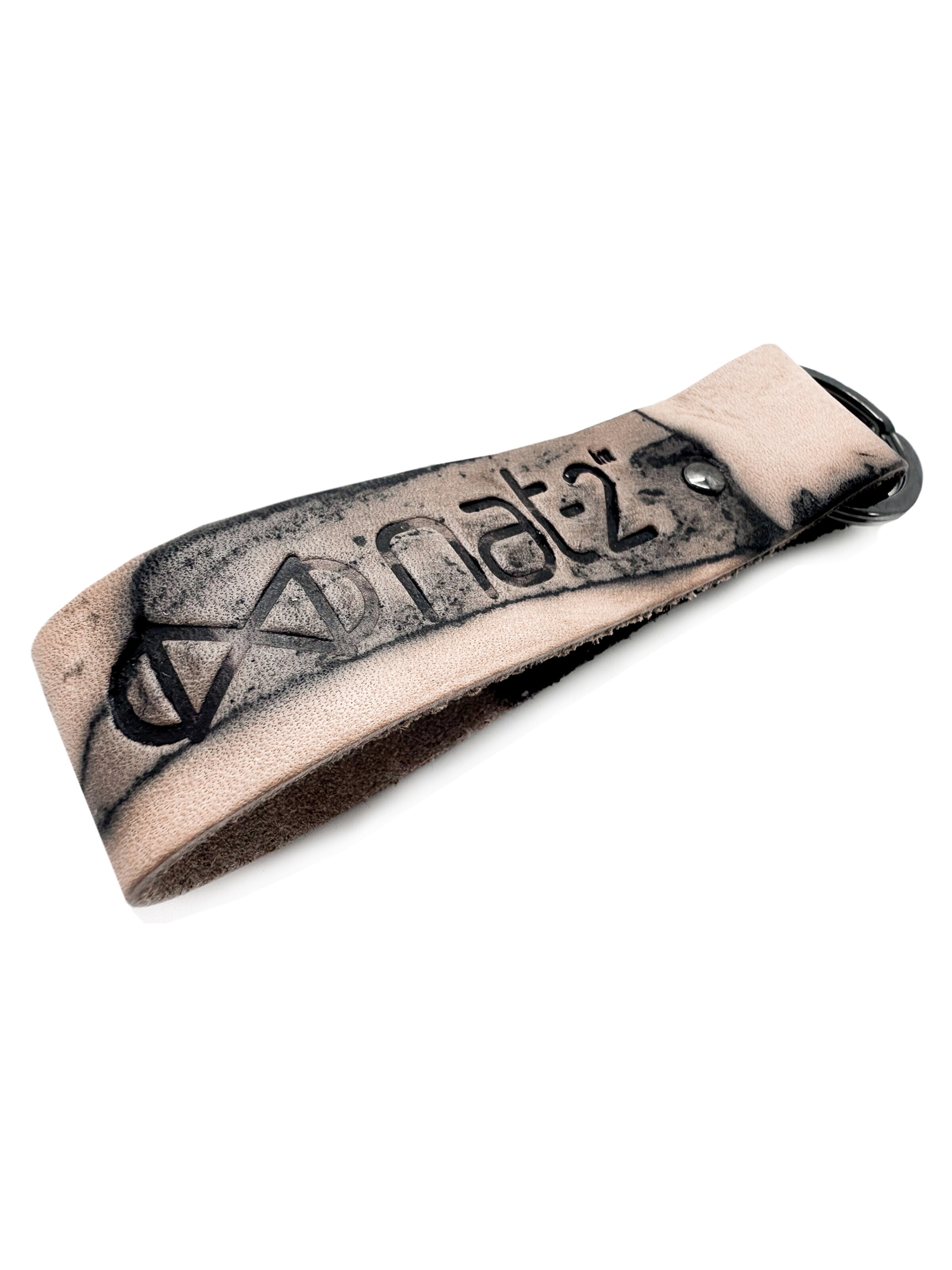 NAT-2 Key Ring 'nat-2™ Leather Keychain rusted tan' in Pink: front