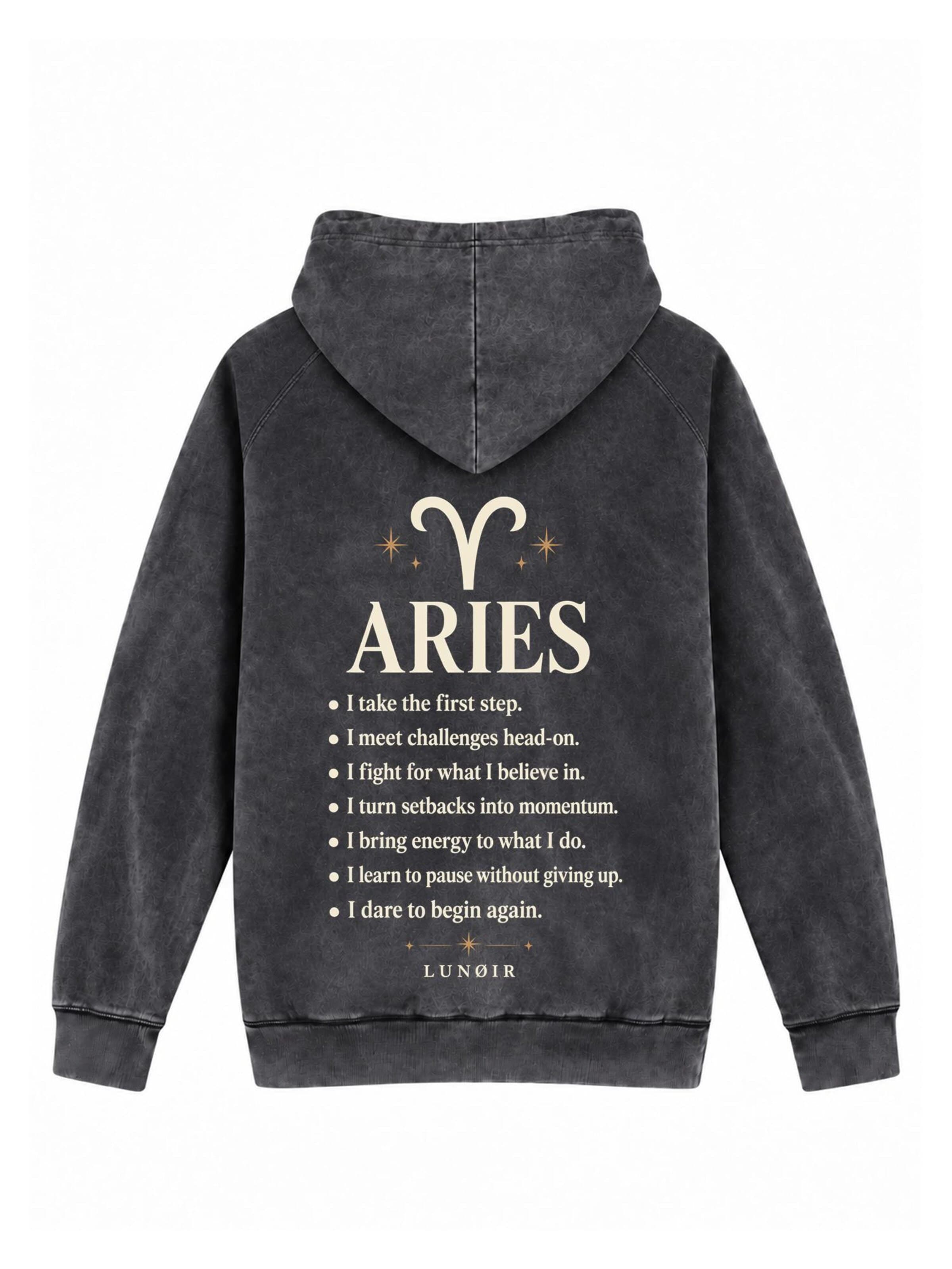 Sweat-shirt 'Zodiac - Aries' LUNØIR Studio en gris : devant