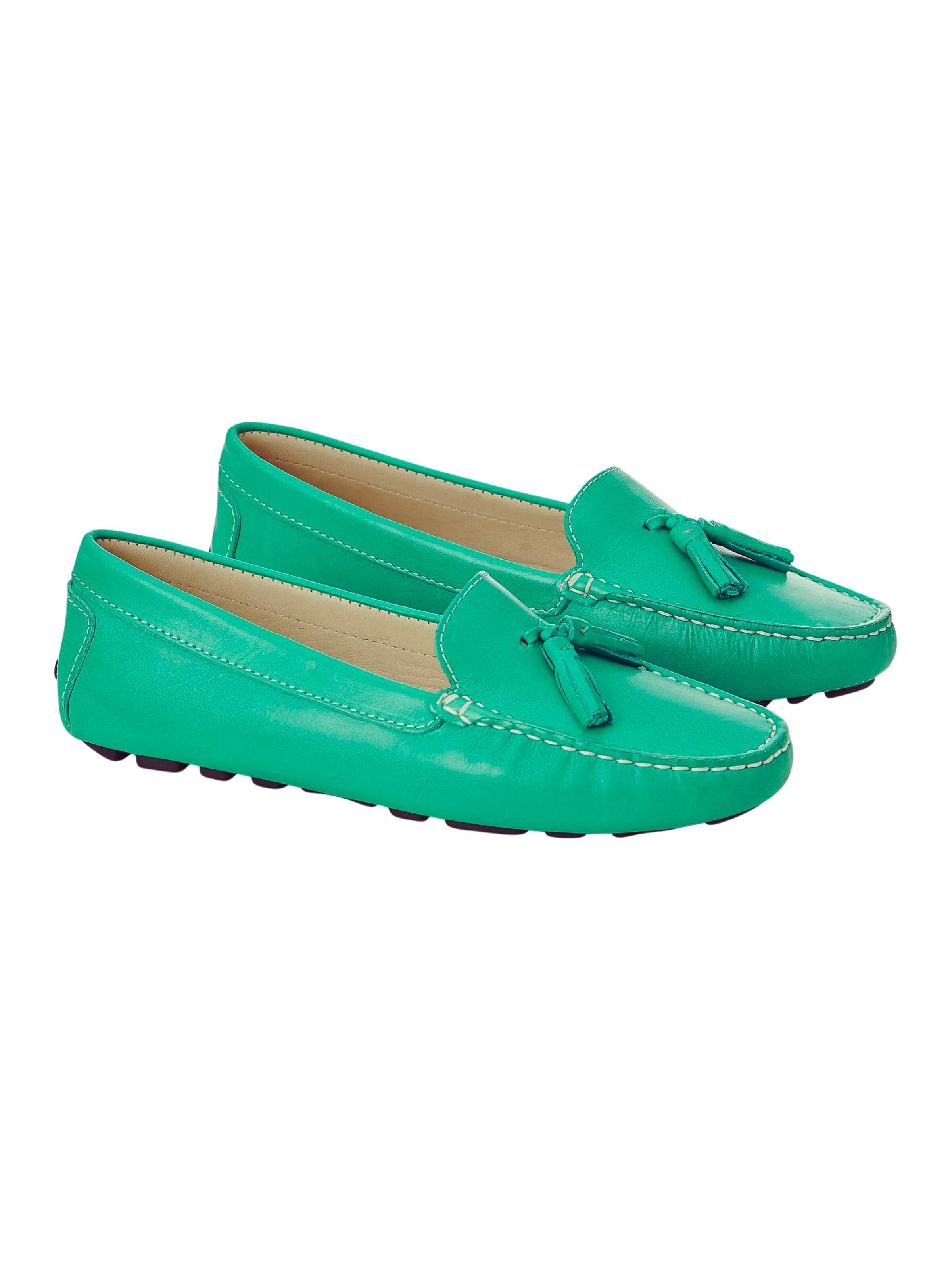Mangara Atelier Moccasin 'Caviúna Damen Tassel Loafer Kalbsleder Grün Flach' in Green