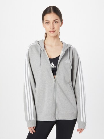 ADIDAS SPORTSWEAR Sweatjacke 'Essentials 3-Stripes French Terry ' in Grau: Vorderseite