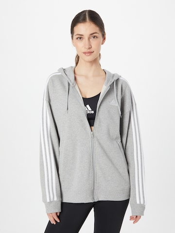 Veste de survêtement 'Essentials 3-Stripes French Terry ' ADIDAS SPORTSWEAR en gris : devant