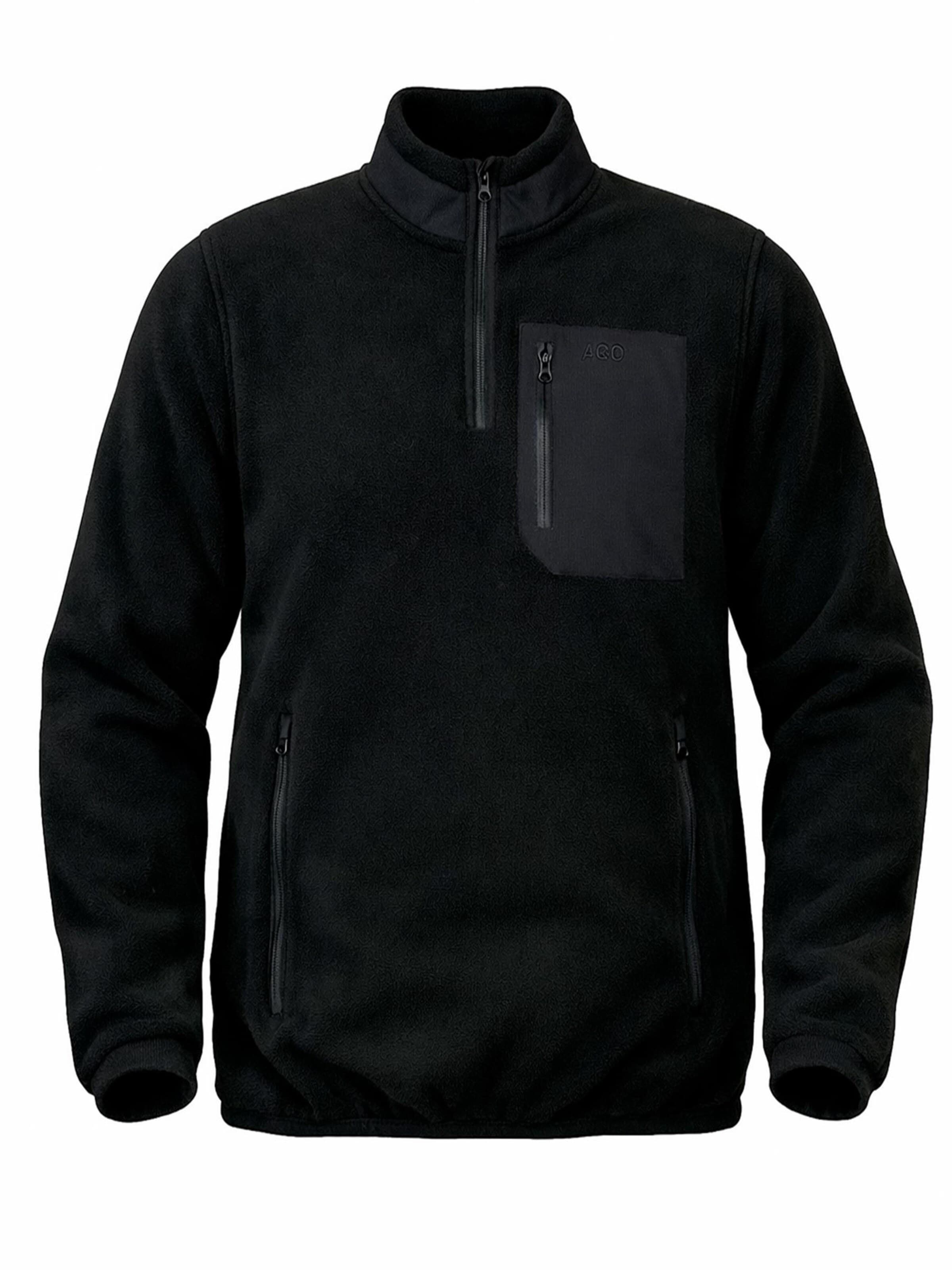A Question Of (AQO) Overgangsjakke 'David Micro Fleece Halfway Zip' i sort: forside