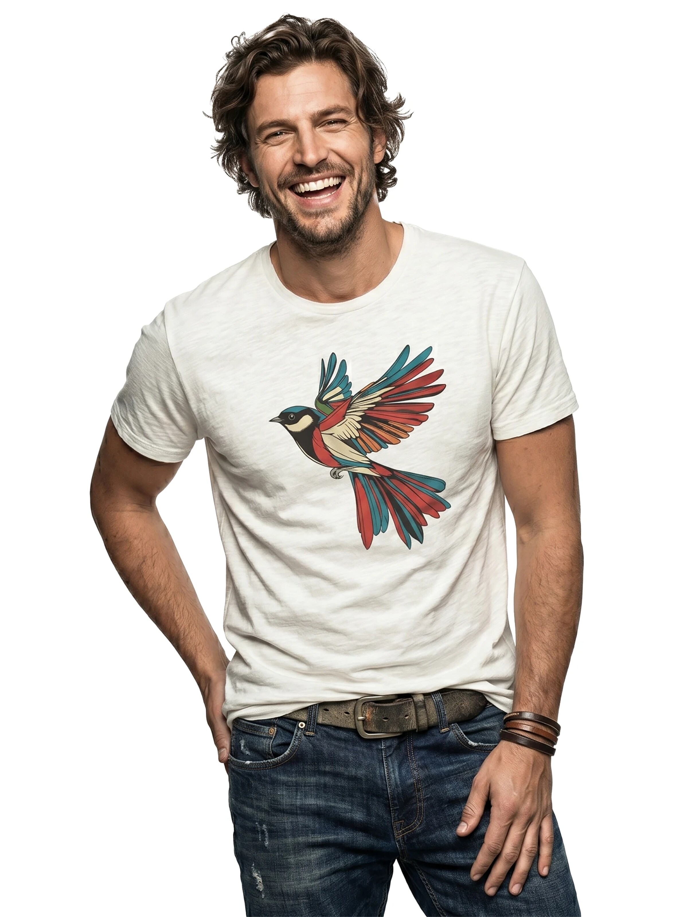 MAKAYA Shirt 'Parus Meise' in White