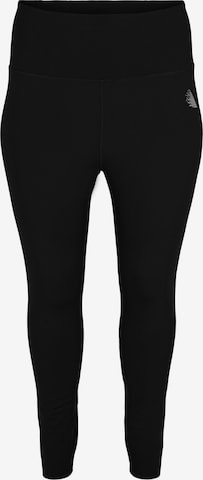 Active by Zizzi Skinny Workout Pants 'ACORE' in Black: front