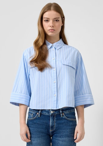 QS Blouse in Blauw: voorkant