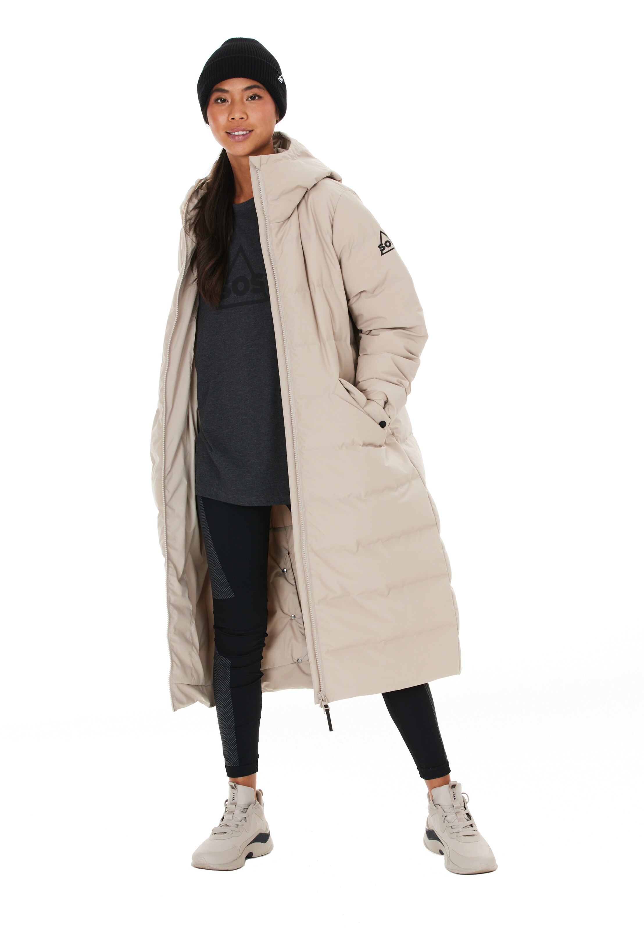 SOS Wintermantel 'Vars' in Bruin: voorkant