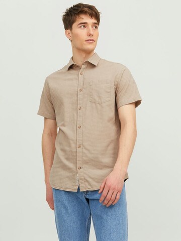 JACK & JONES Regular fit Overhemd in Beige: voorkant