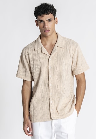 Gianni Kavanagh Regular fit Button Up Shirt 'Diamond' in Beige: front