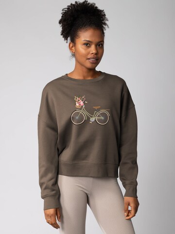 Watapparel Sweatshirt 'Damenfahrrad ' in Brown: front