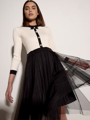 Apricot Tulle Skirt Knit Midi Dress ' ' in Beige