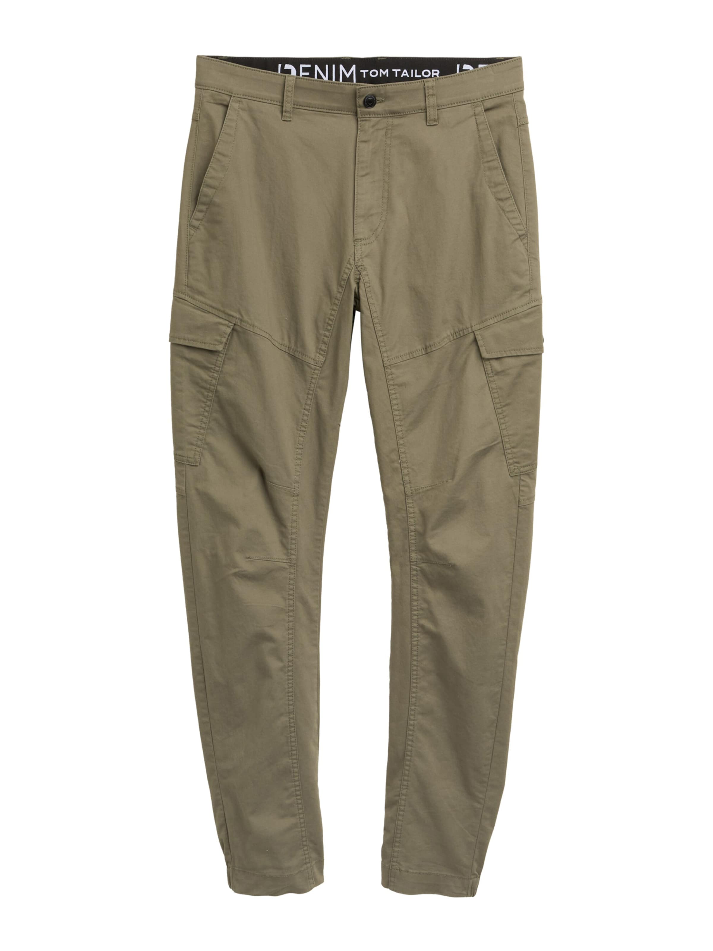 TOM TAILOR DENIM Slimfit Cargobukser i grøn: forside
