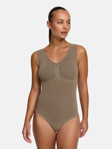 cfab (formerly creamy fabrics) Shaping Bodysuit 'Tank Bodysuit Sculpting Shapewear mit String' in Grey: front