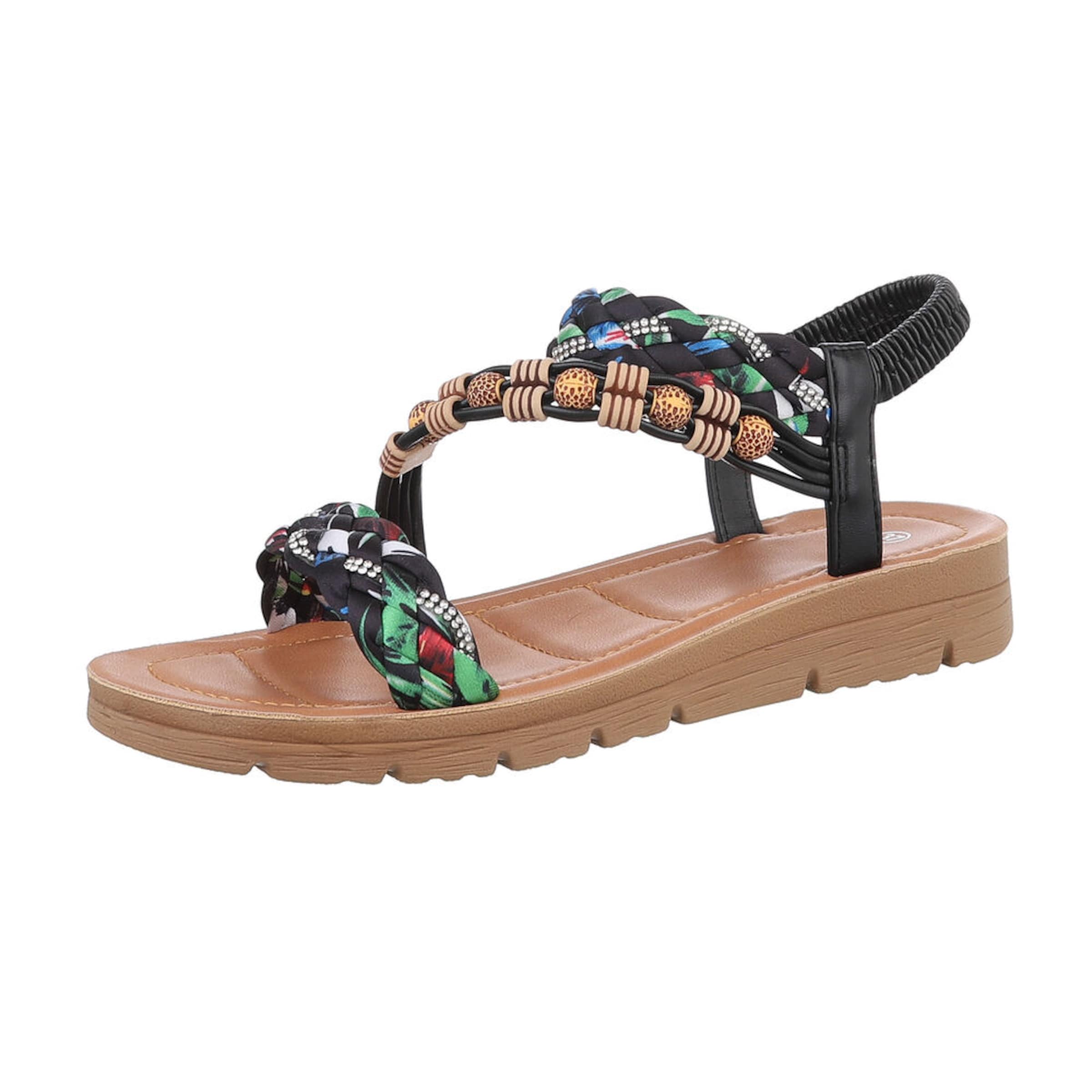 Ital-Design Strap Sandals in Black: front