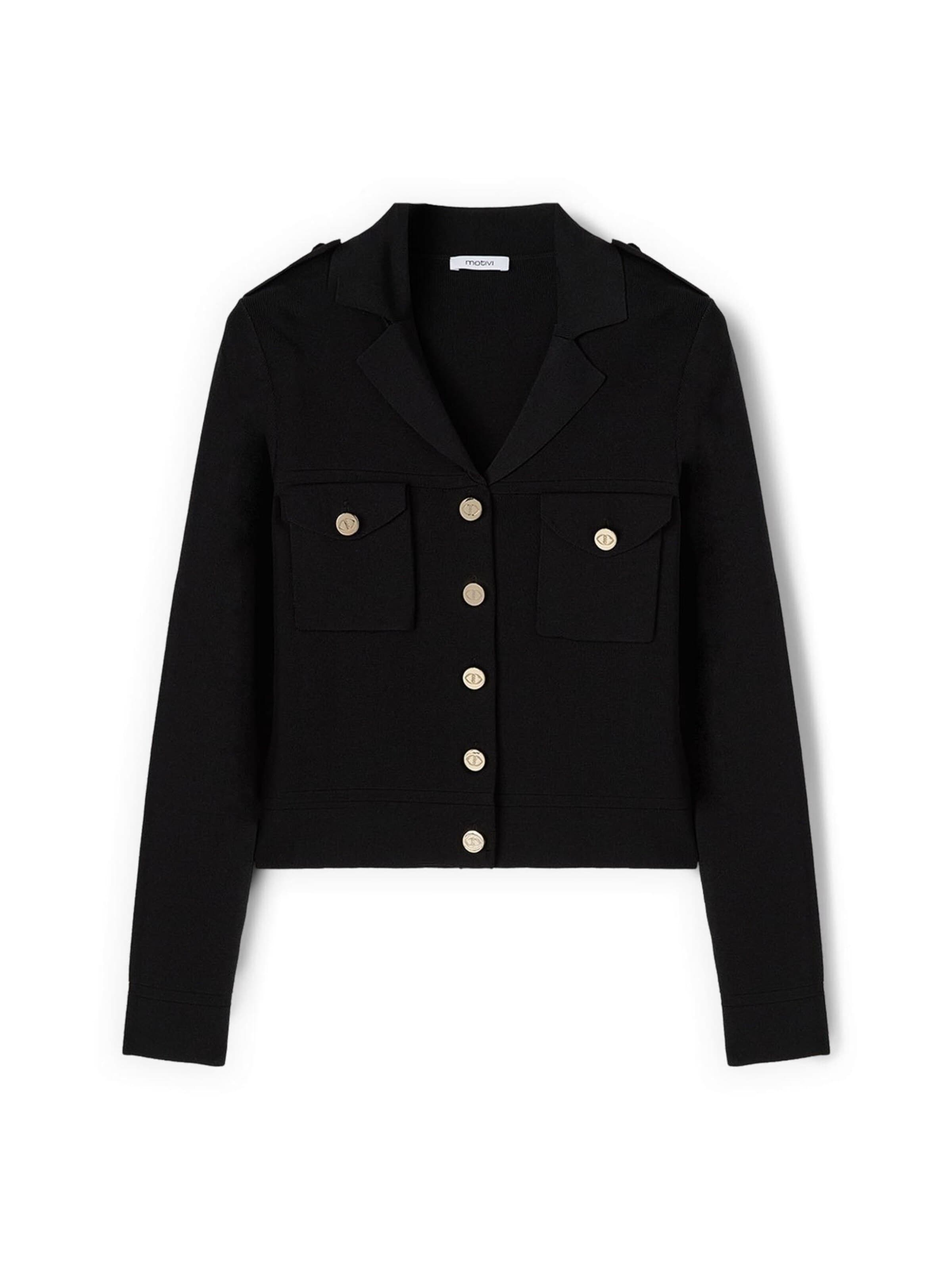 MOTIVI Knit cardigan in Black: front