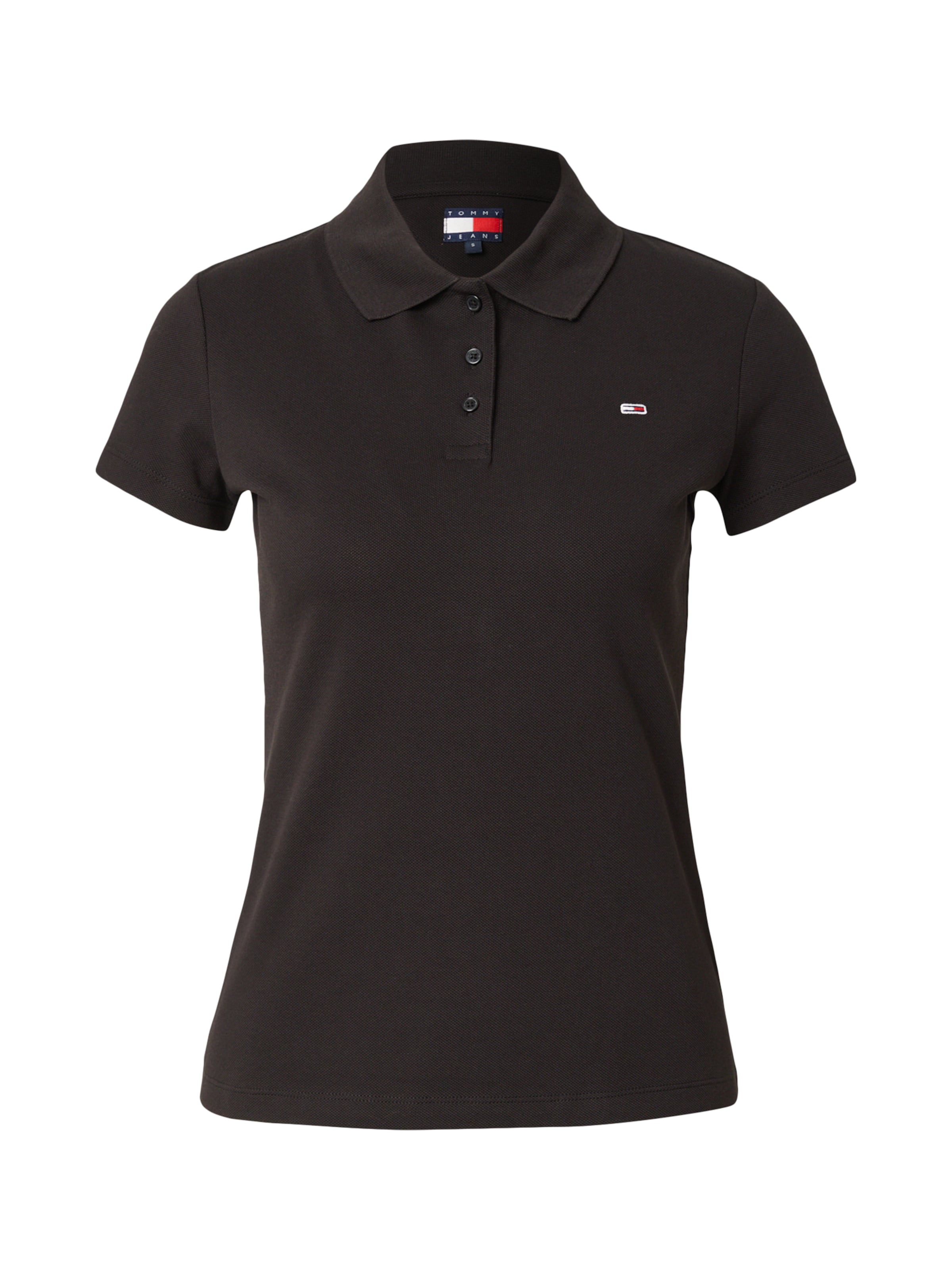 Tommy Jeans Shirt 'ESSENTIAL' in Zwart: voorkant