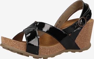 FLY LONDON Strap Sandals in Black: front