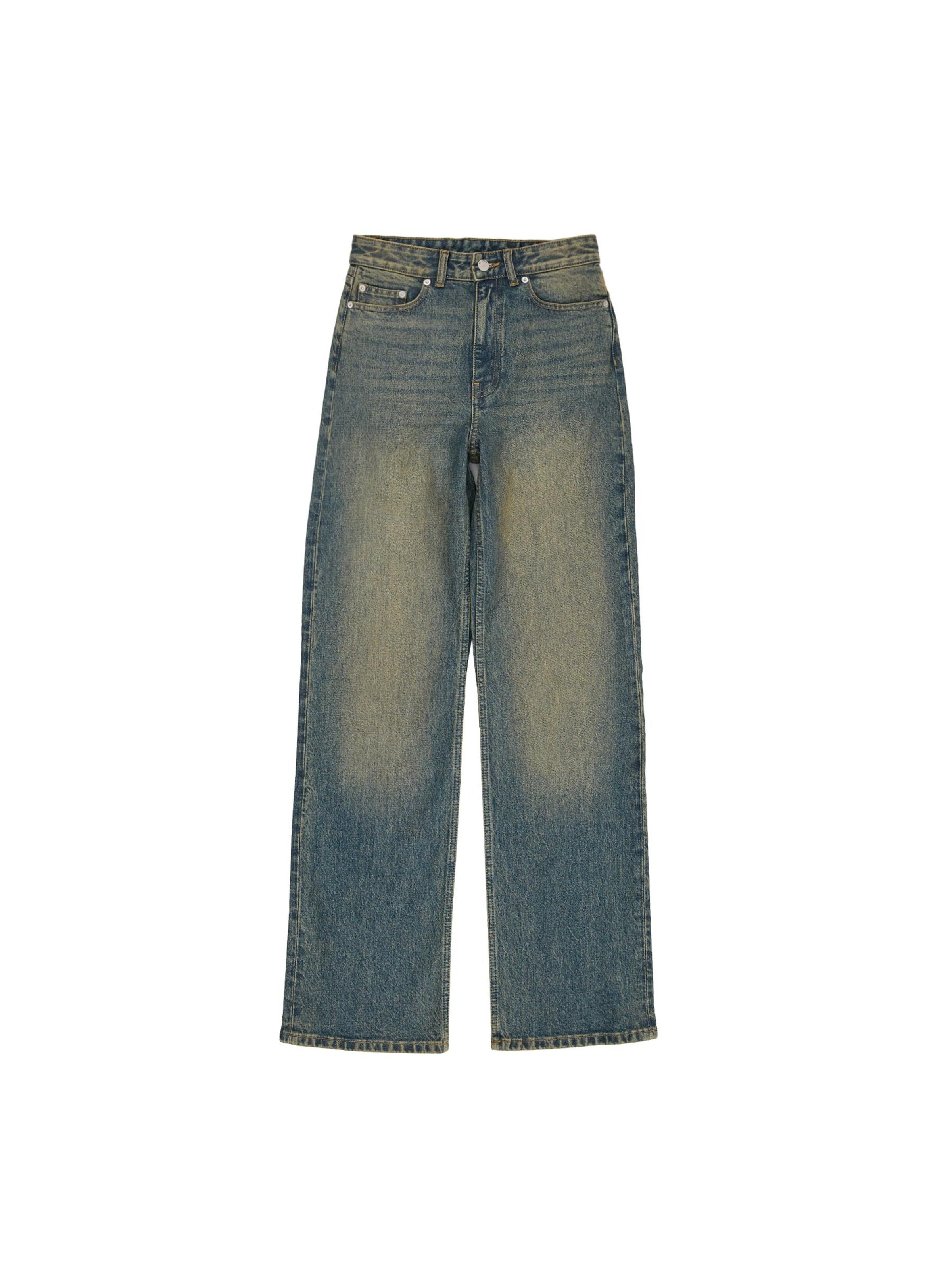 Dr. Denim Jeans 'Echo High Straight' in Bruin: voorkant