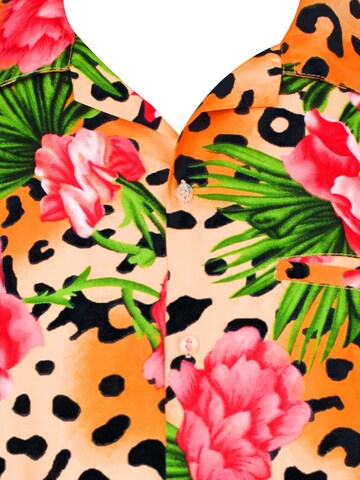 King Kameha Shirt 'Leopard Flowers' in Orange