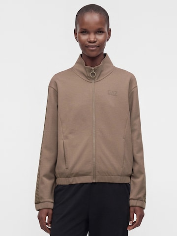 Giacca di felpa di EA7 Emporio Armani in marrone: frontale