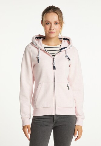 Schmuddelwedda - Sudadera con cremallera en rosa: frente