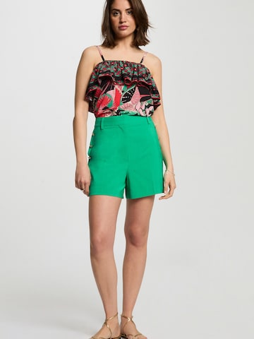 Morgan Regular Панталон с ръб в зелено