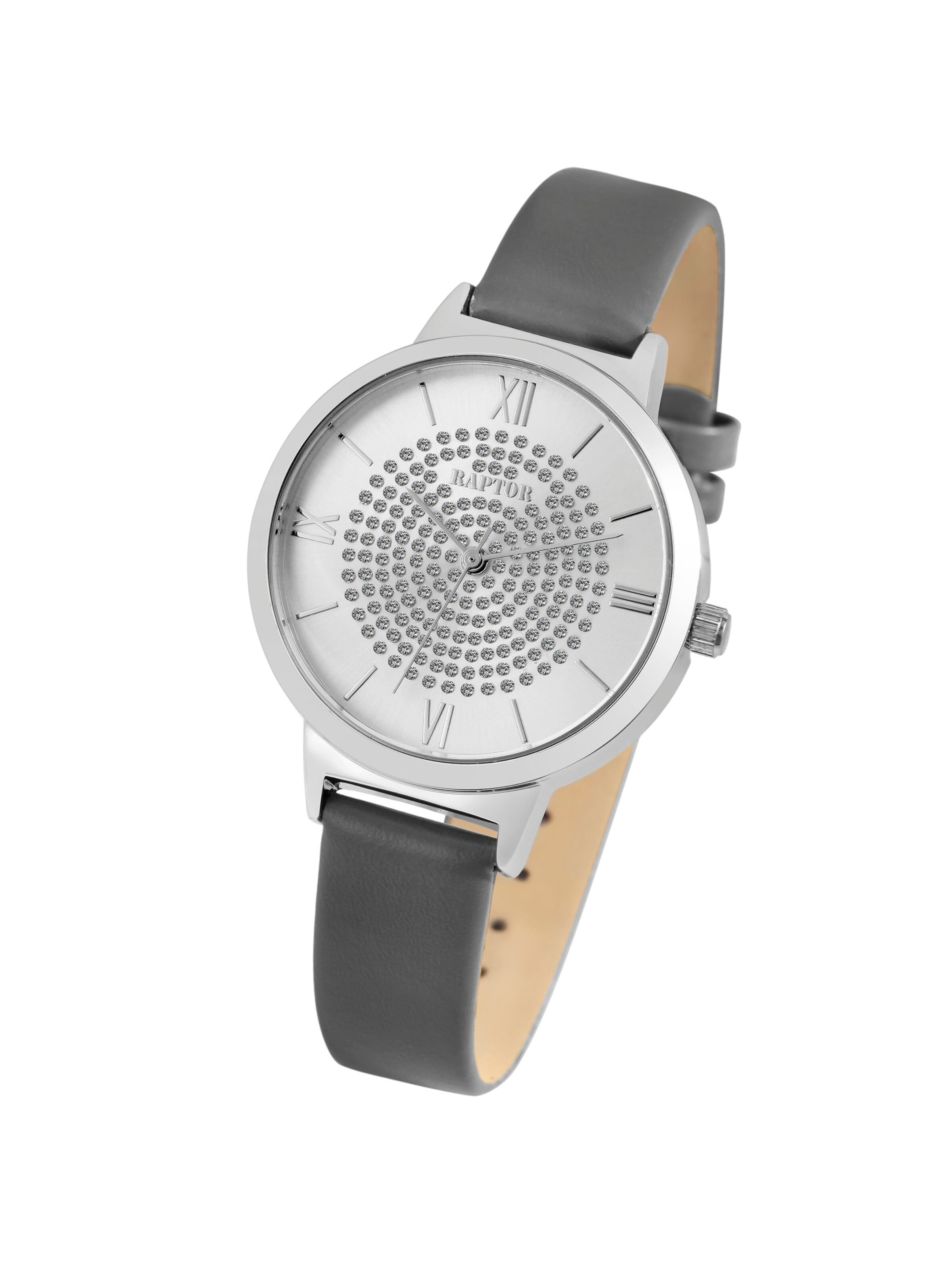 Raptor Analog Watch 'Tess, Mineralglas' in Grey: front