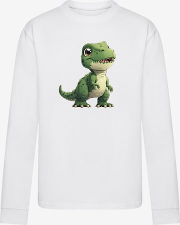 F4NT4STIC Shirt 'Süßer grüner Dino' in White: front