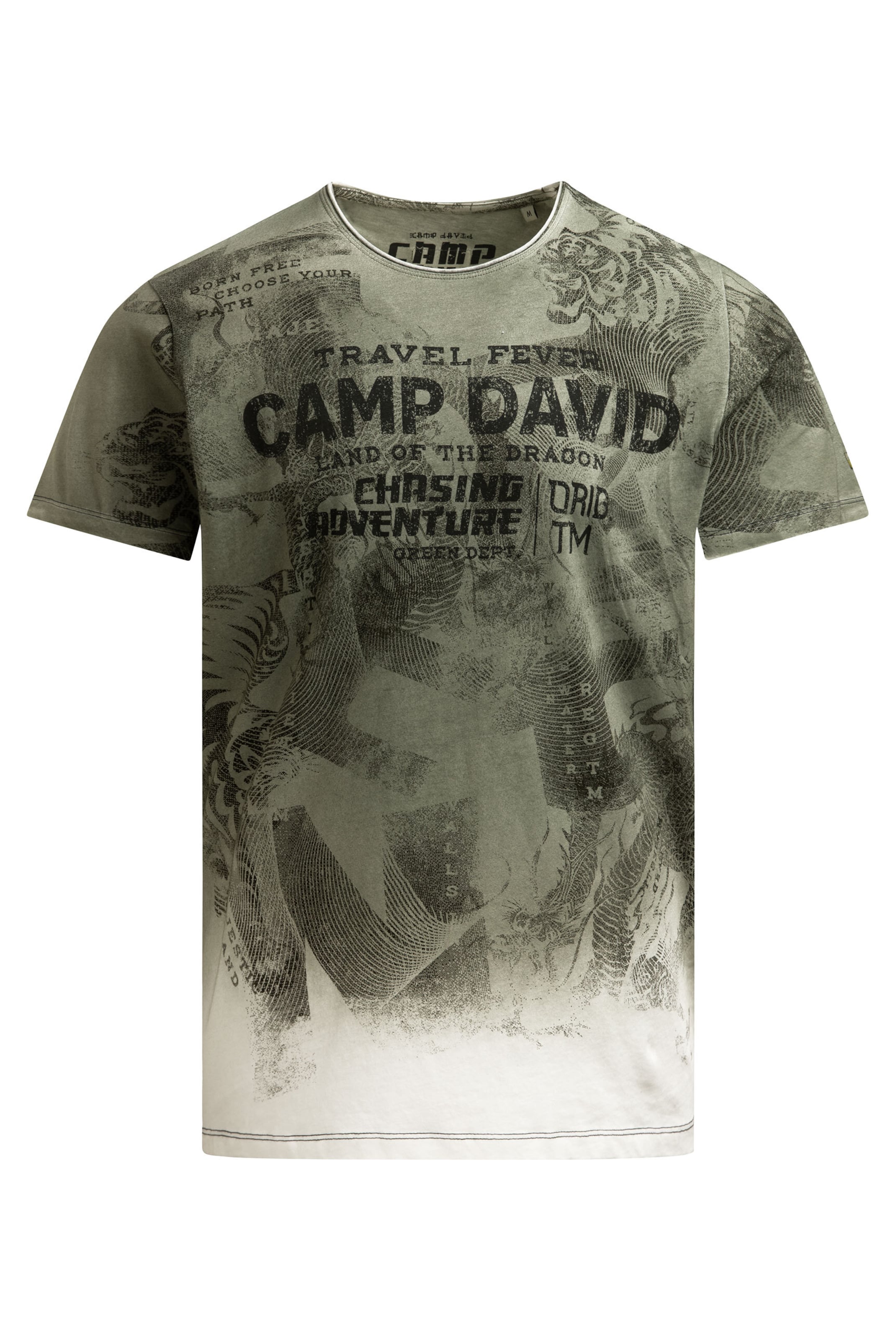 CAMP DAVID T-Shirt mit All Over Print und Effekt in Grün: Vorderseite