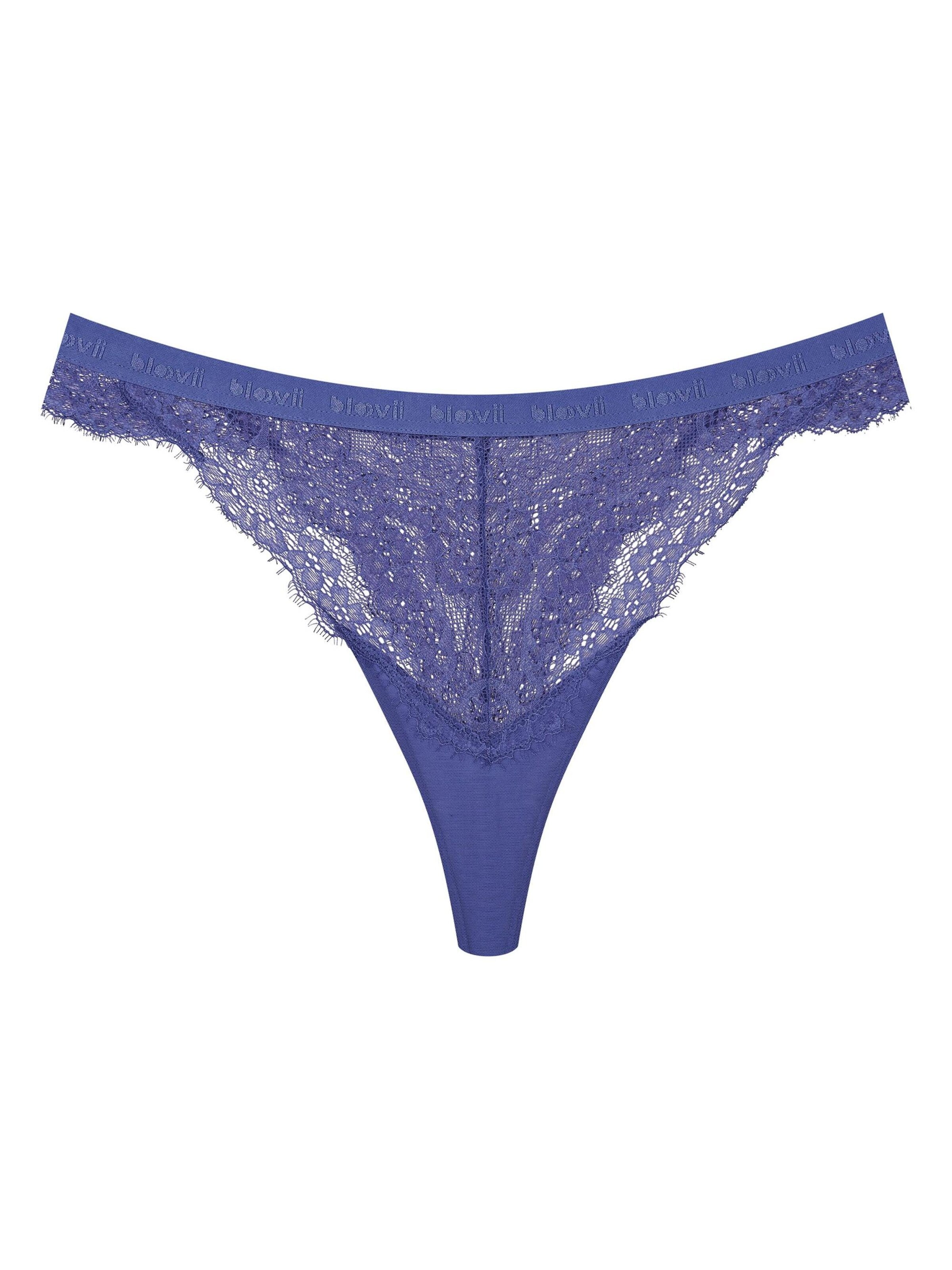 ESOTIQ Thong 'String Ocrissa, florale Spitze, mit Baumwollzwickel, elastischer Bund' in L in Blue, Item view