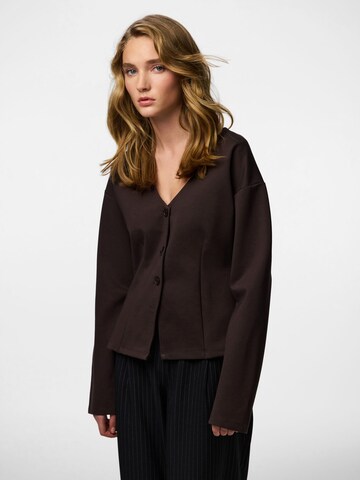PIECES Knit Cardigan 'PCGunhild' in Brown: front