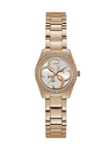 GUESS Analoog horloge 'Micro G Twist' in Goud: voorkant