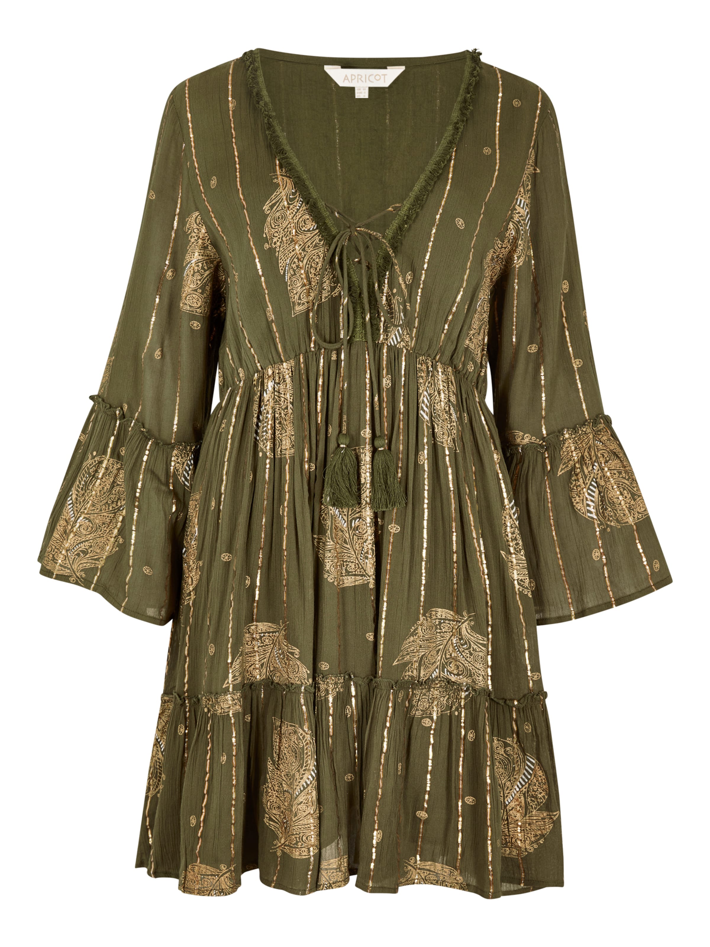 Apricot Paisley Shimmer Mini Dress ' ' in Grün: Vorderseite