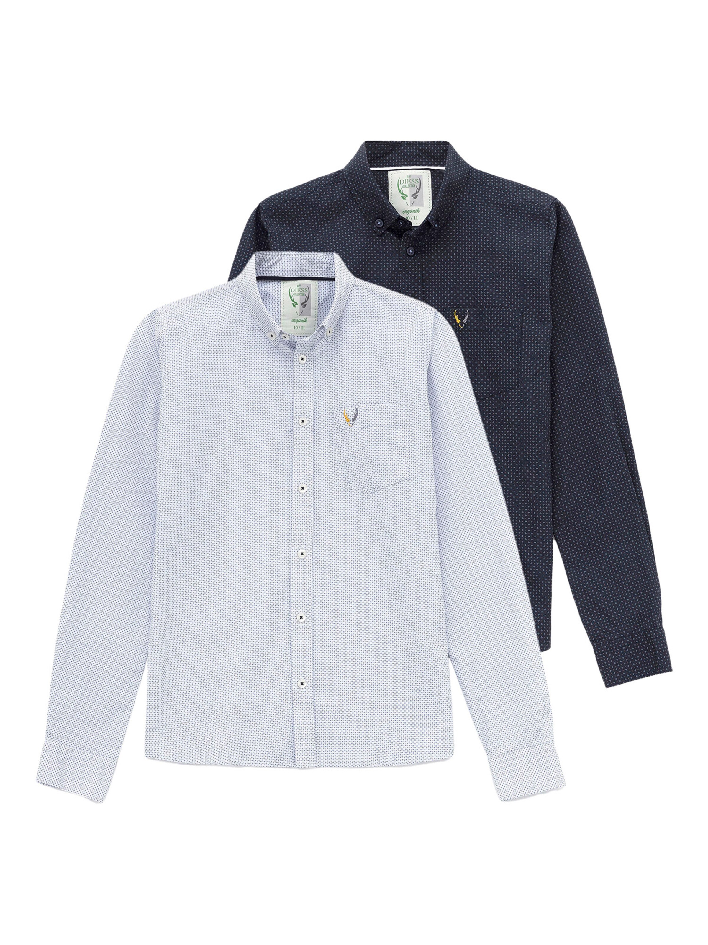 By Diess Collection Rovný strih Košeľa - Modrá: predná strana